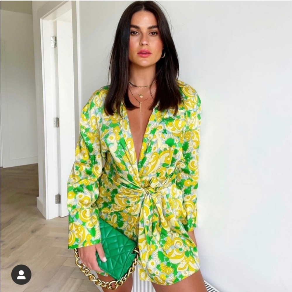 ZARA * Printed Wrap Satin Dress Size S
